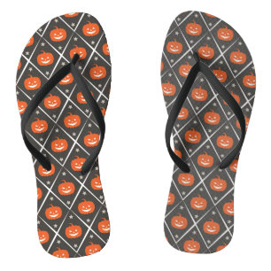 Pumpkin Halloween Seamless Pattern Jandals