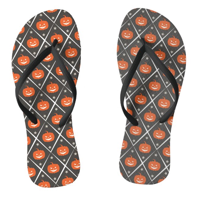 Pumpkin Halloween Seamless Pattern Jandals (Footbed)