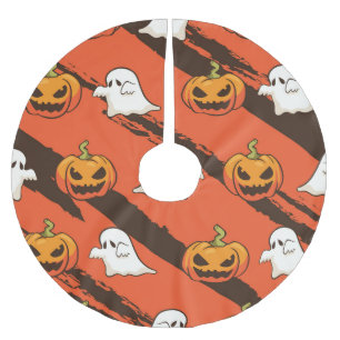 Pumpkin Halloween theme, seamless pattern. Brushed Polyester Tree Skirt
