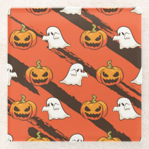 Pumpkin Halloween theme, seamless pattern. Glass Coaster