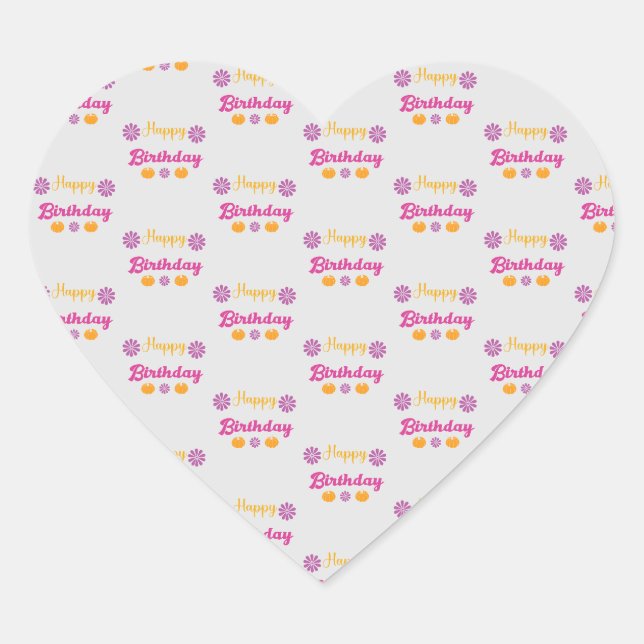 Pumpkin Happy Birthday Heart Sticker (Front)