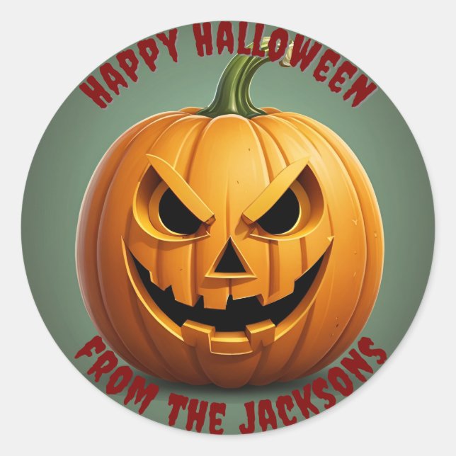 pumpkin happy Halloween Classic Round Stickers (Front)