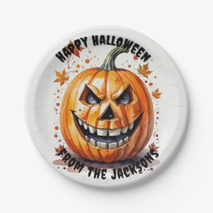 pumpkin happy Halloween party Paper Plate