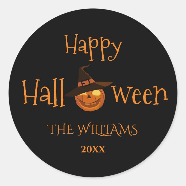  Pumpkin Happy Halloween Personalised  Classic Round Sticker (Front)