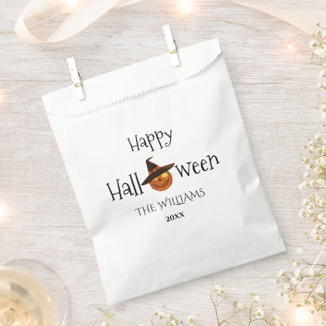  Pumpkin Happy Halloween Personalised  Favour Bags (Clipped)