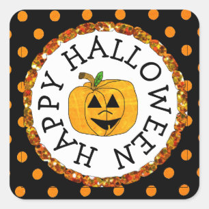Pumpkin Happy Halloween square Stickers