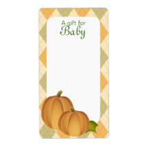 Pumpkin Harvest Argyle Book Tags Baby Blue