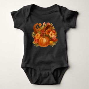 Pumpkin Harvest Cornucopia  Baby Bodysuit