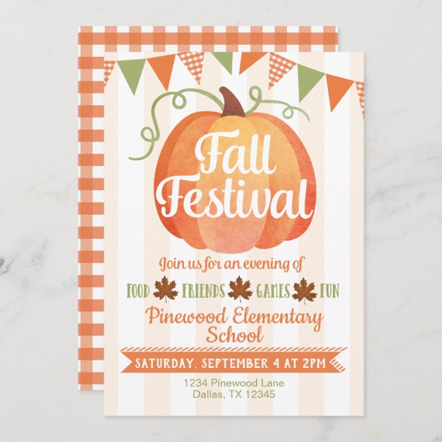 Pumpkin Harvest Fall Festival Invitation (Front/Back)