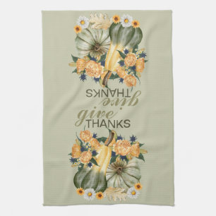 Pumpkin Harvest Floral Fusion Tea Towel