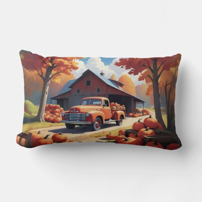 Pumpkin Harvest Lumbar Cushion (Front)