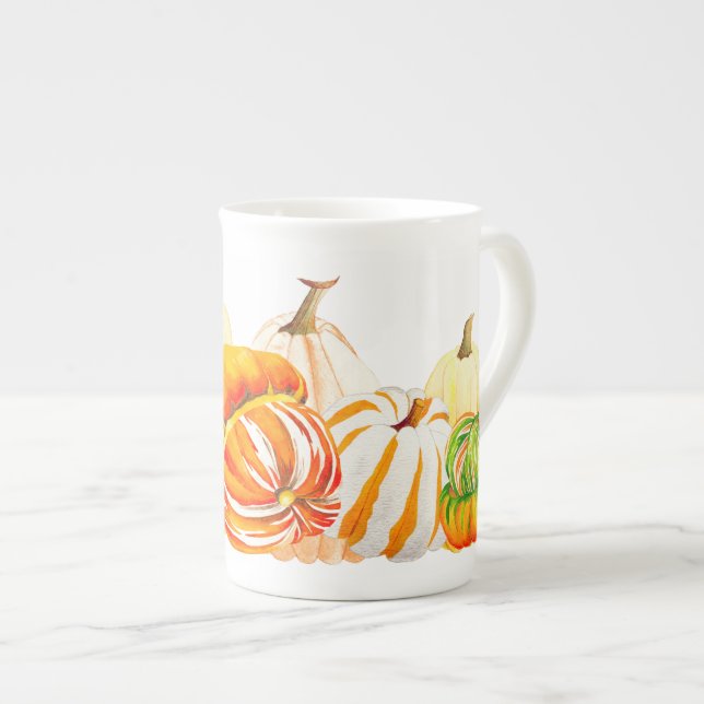 Pumpkin Harvest on a Bone China Mug (Front Right)