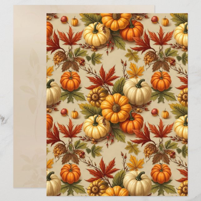 Pumpkin Harvest Scrapbook Paper (Front/Back)