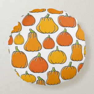 Pumpkin harvest seamless pattern. Season ripe oran Round Cushion