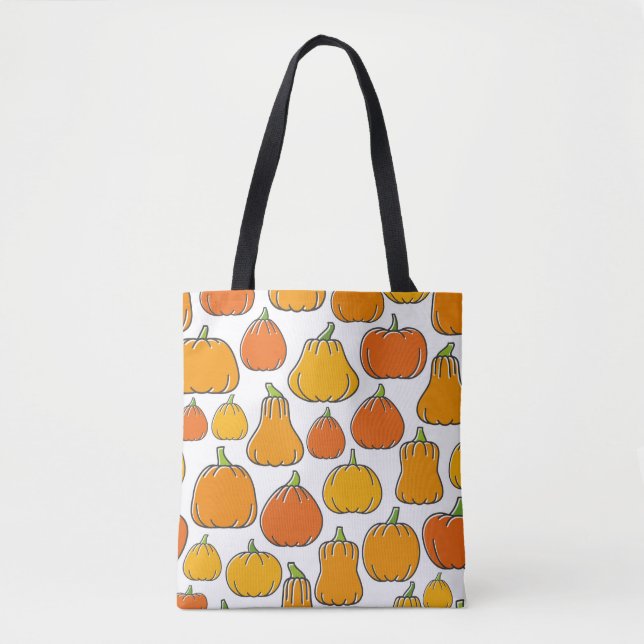 Pumpkin harvest seamless pattern. Season ripe oran Tote Bag (Front)