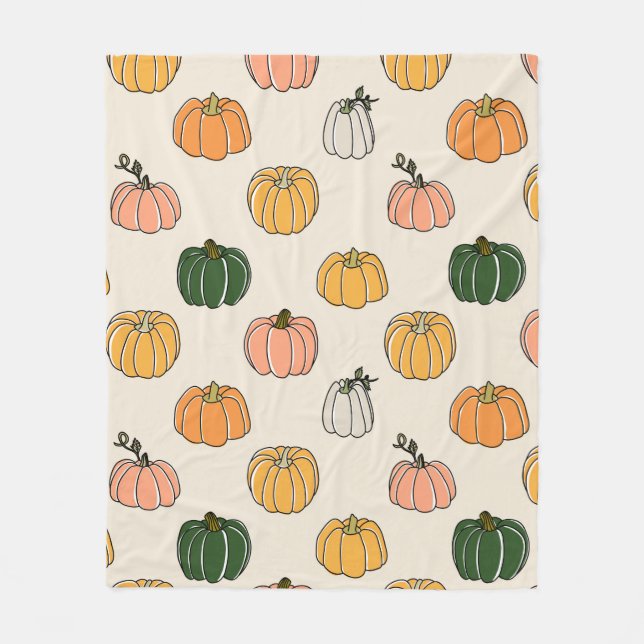 Pumpkin Harvest vintage Seamless Pattern Fleece Blanket (Front)