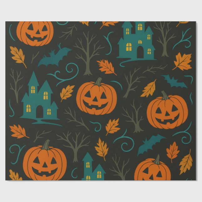 Pumpkin Haunt Pattern  Wrapping Paper (Flat)