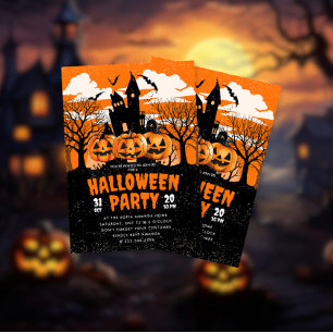 Pumpkin Haunted House Halloween Party Invitation
