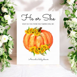 Pumpkin He or She Gender Reveal Poster