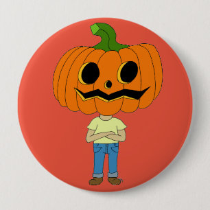 pumpkin head chibi boy  10 cm round badge