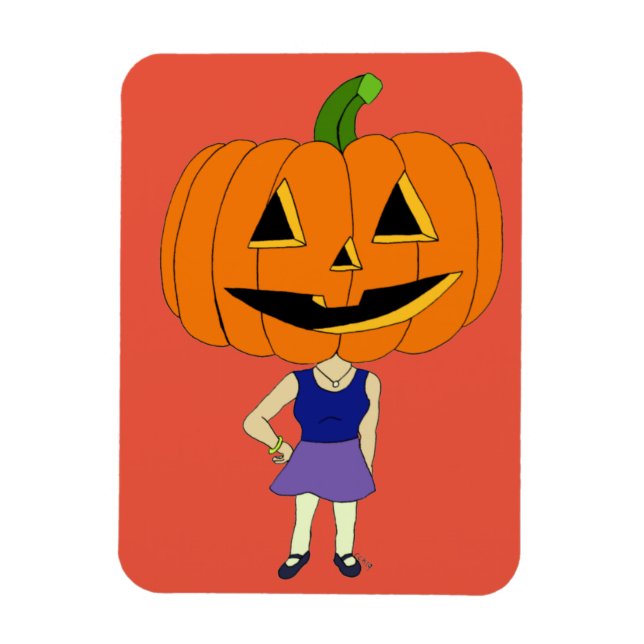 pumpkin head chibi girl    magnet (Vertical)