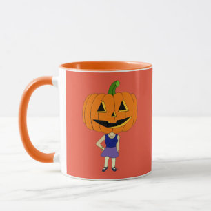 pumpkin head chibi girl mug