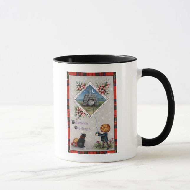 Pumpkin Head Flying a Kite in a Chimney Mug (Right)