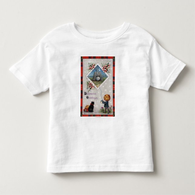 Pumpkin Head Flying a Kite in a Chimney Toddler T-Shirt (Front)