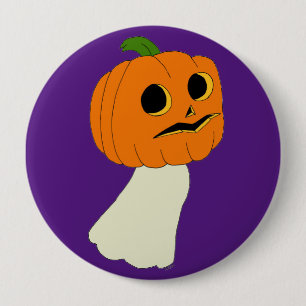Pumpkin head ghost 10 cm round badge