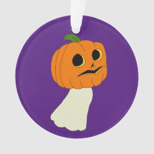 Pumpkin head ghost ornament