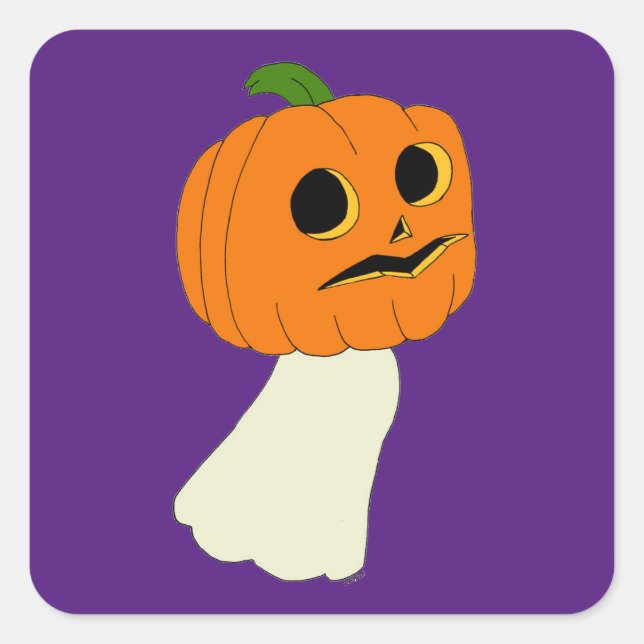 Pumpkin head ghost   square sticker (Front)