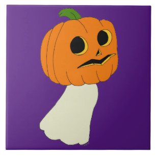 Pumpkin head ghost tile