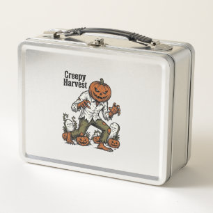 Pumpkin Head Monster Vintage Halloween Shirt Metal Lunch Box