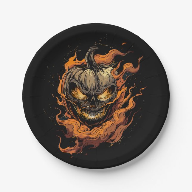 Pumpkin Head Paper Plate (Front)