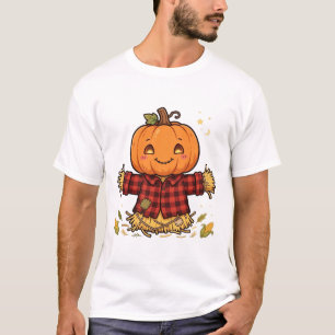 Pumpkin Head Scarecrow Cute Halloween Fall Art T-Shirt