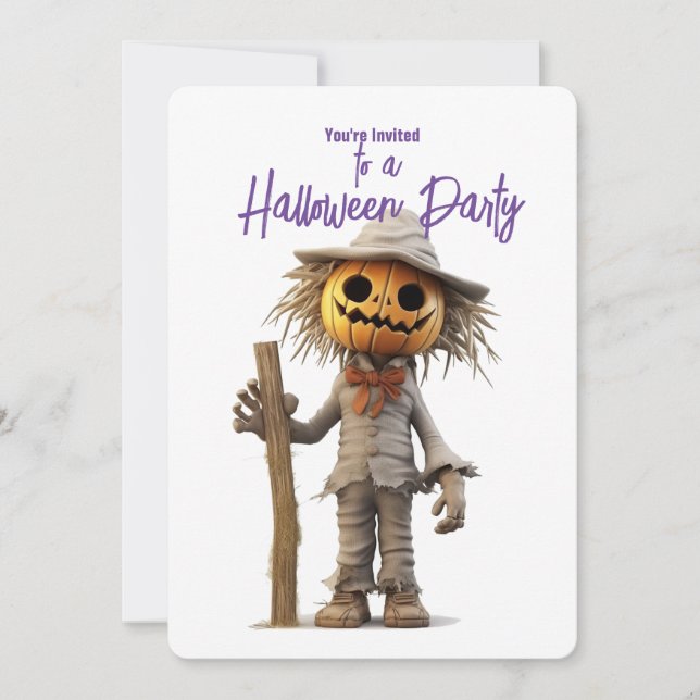 Pumpkin Head Scarecrow Halloween Party  Invitation (Front)
