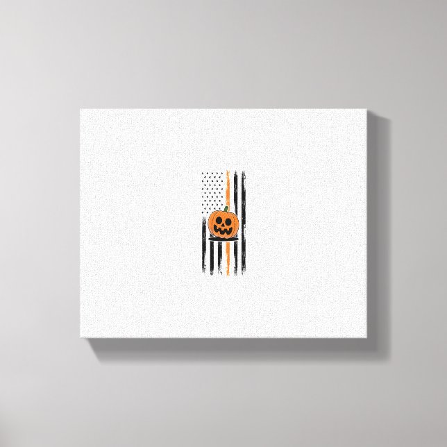 Pumpkin Head US Flag Canvas Print (Front)