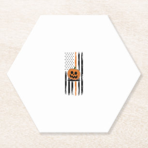 Pumpkin Head US Flag Paper Coaster