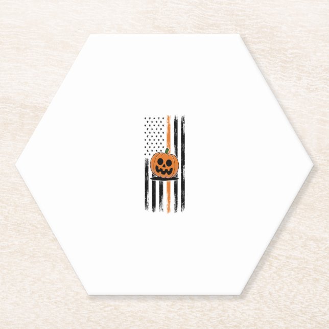 Pumpkin Head US Flag Paper Coaster (Front)