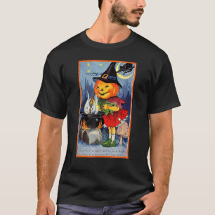 Pumpkin Head Witch Brewing Magic Potion Halloween T-Shirt