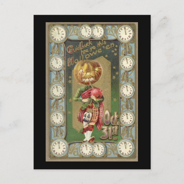 Pumpkin Head with Kilt Vintage Postcard (Front)