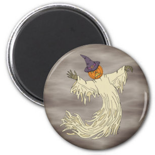 Pumpkin-Headed Ghost Halloween Art Magnet