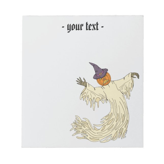 Pumpkin-Headed Ghost Halloween Art Notepad (Front)
