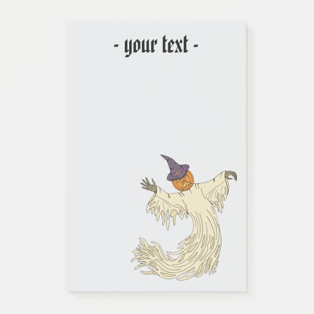 Pumpkin-Headed Ghost Halloween Art Post-it Notes (Front)