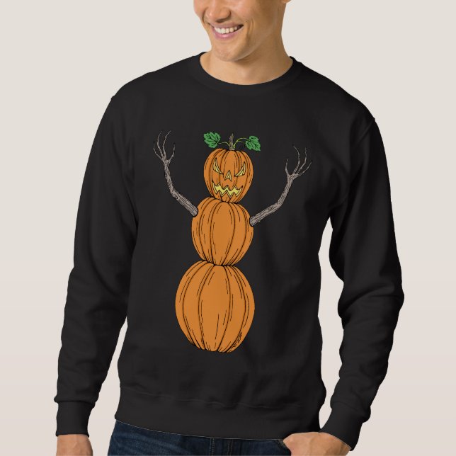 Pumpkin-Headed Ghost Halloween Art Sweatshirt (Front)