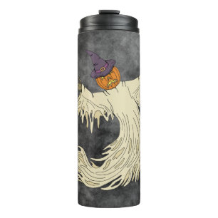 Pumpkin-Headed Ghost Halloween Art Thermal Tumbler
