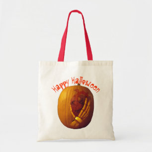 Pumpkin, Heart in Skeleton Hand Tote Bag