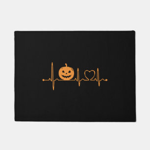 Pumpkin Heartbeat Halloween T Shirt Design Doormat