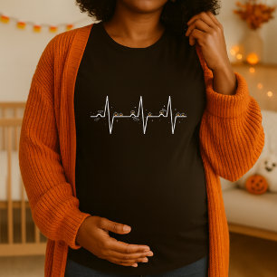 Pumpkin Heartbeat Pregnancy Halloween Maternity T-Shirt