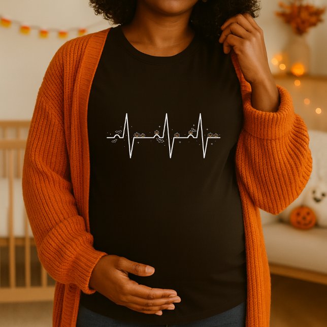 Pumpkin Heartbeat Pregnancy Halloween Maternity  T-Shirt (Creator Uploaded)